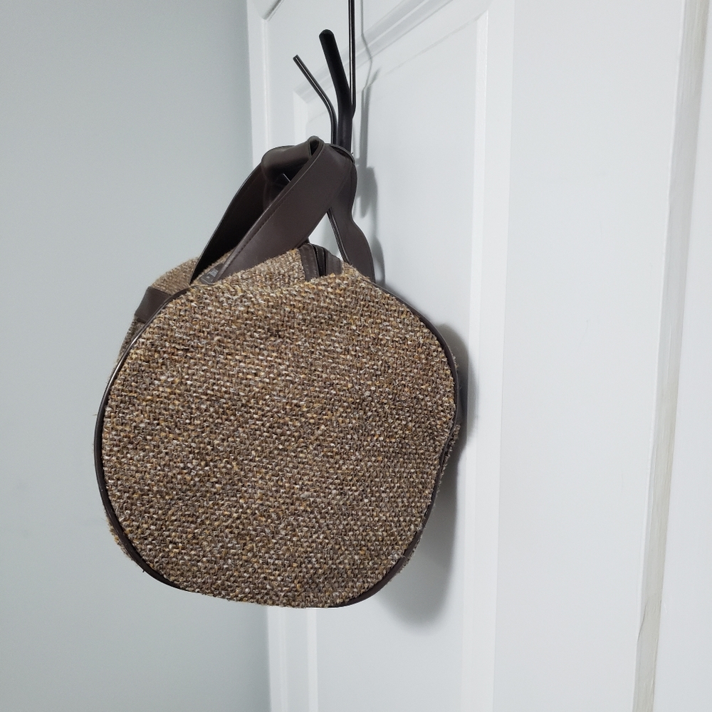PIERRE CARDIN Brown Tweed Duffle Travel Bag - Picture 6 of 15